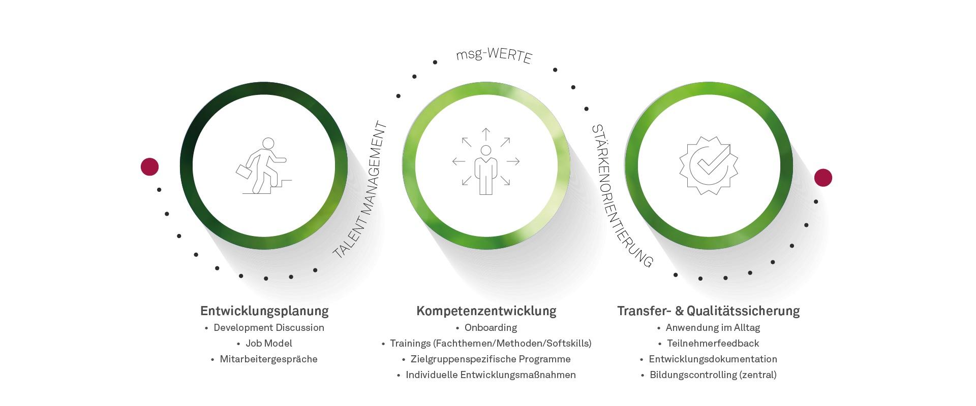 Infografik zum Weiterbildungskonzept bei msg 